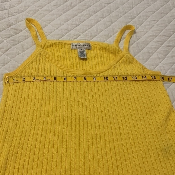 EVAN PICONE vintage cable knit tank top camisole cotton lemon yellow size large - Picture 7 of 9